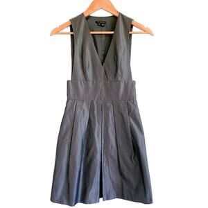 Theory Deanne Metallic Jumper Sleeveless Pleated Dress Dark Grey Size US 0